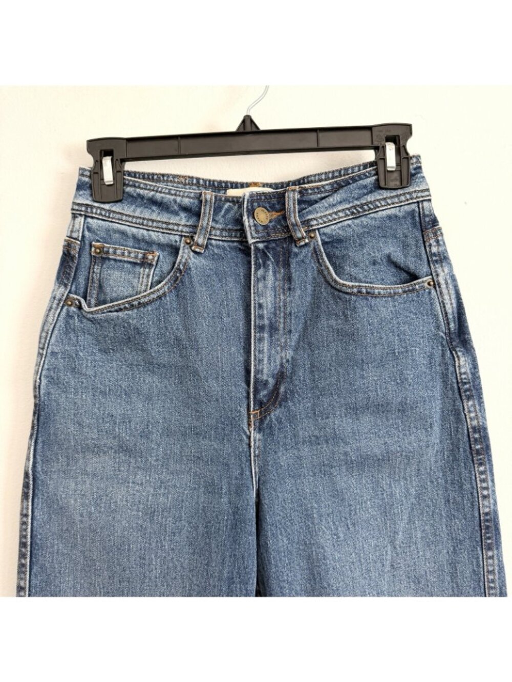 Sezane Le Crop Wide Leg Denim Blue Jeans High Rise Women’s Size 36 / US 4 - Picture 3 of 8